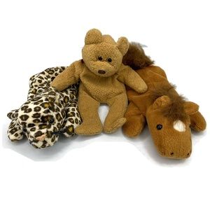 Vintage Ty Beanie Babies Bundle Cheetah Horse and Bear Good Condition no tags